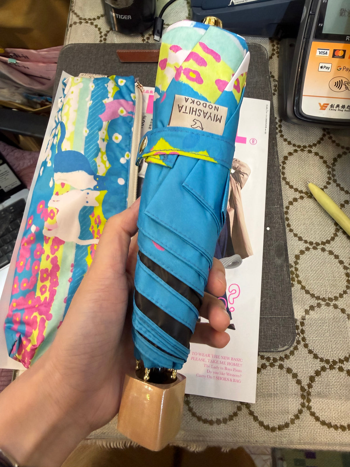 宮下和 Miyashita Nodoka x Soleil Cat pattern Folding Umbrella, Sunny and rainy days,  UPF50+ UV 100% Cut