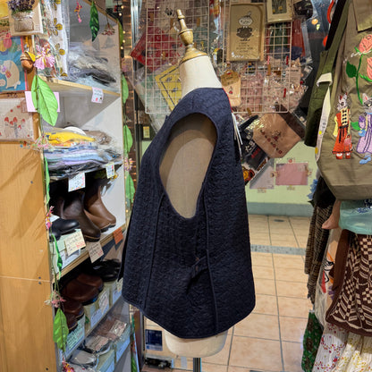 Yarra Black Embroidery Quilted Vest, made in India