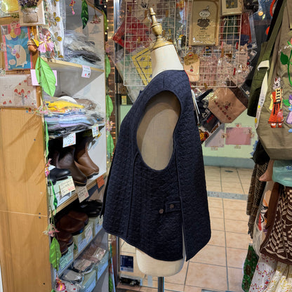 Yarra Black Embroidery Quilted Vest, made in India