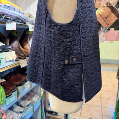 Yarra Black Embroidery Quilted Vest, made in India