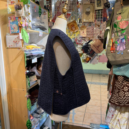 Yarra Black Embroidery Quilted Vest, made in India