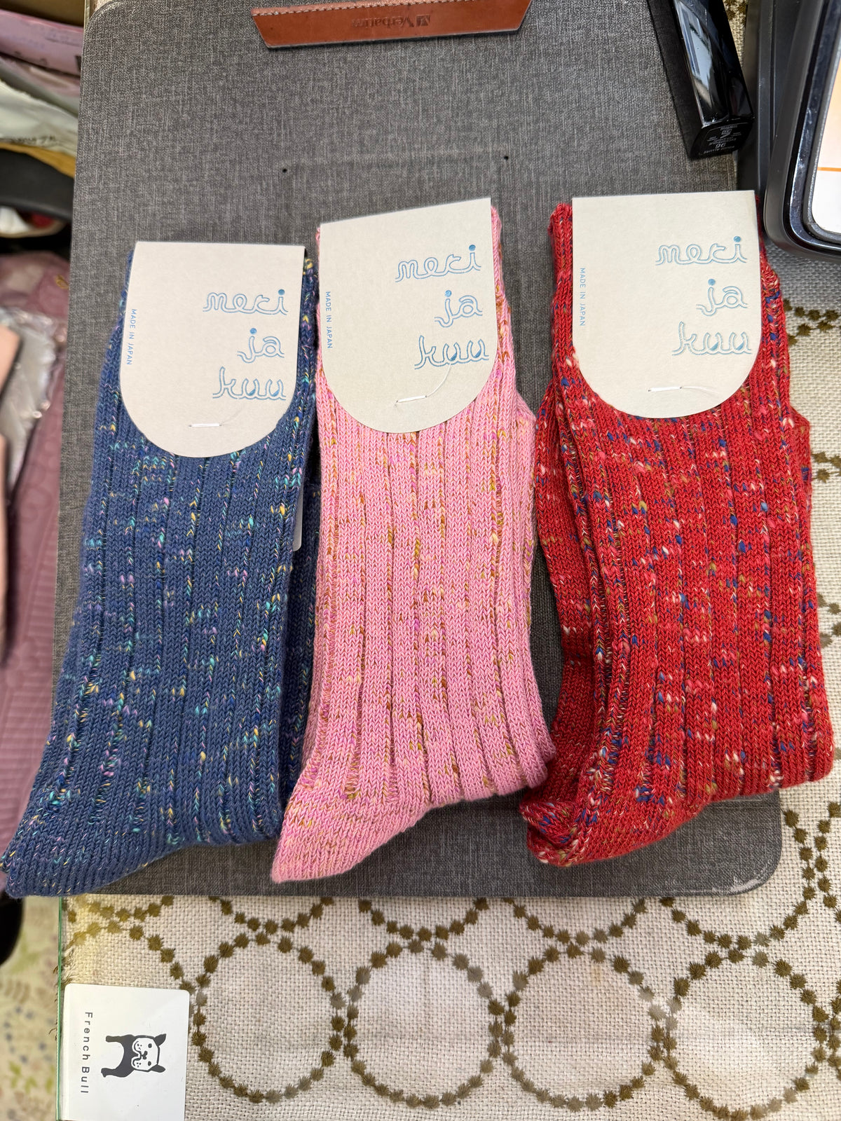 Meri ja kuu Kasuri Socks, 3 colors, made in Japan
