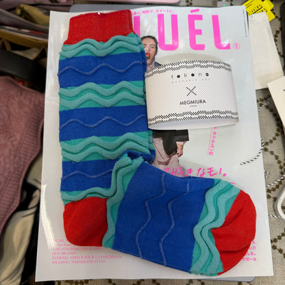 MEGMIURA WARDROBE X Tokone Wavy stripe socks, 5 Colors, made in Japan