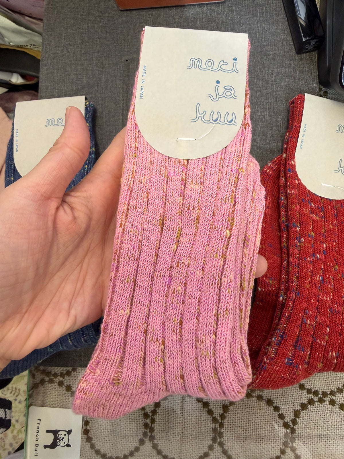 Meri ja kuu Kasuri Socks, 3 colors, made in Japan