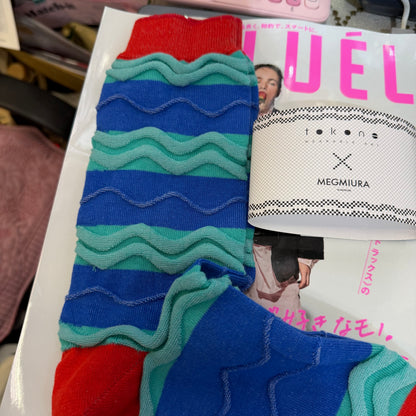 MEGMIURA WARDROBE X Tokone Wavy stripe socks, 5 Colors, made in Japan