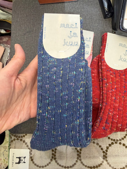 Meri ja kuu Kasuri Socks, 3 colors, made in Japan
