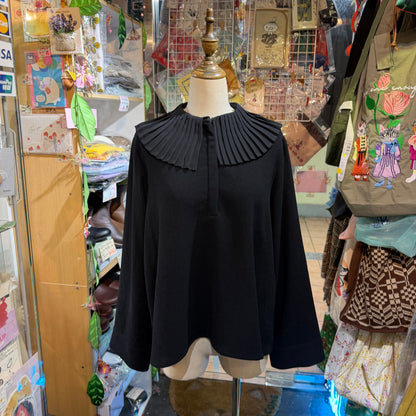 Mizuiro Ind Frill Black Blouse, made in Japan