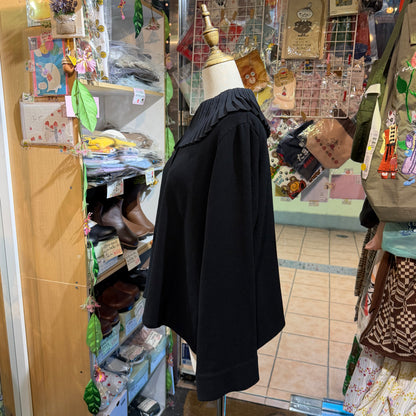 Mizuiro Ind Frill Black Blouse, made in Japan