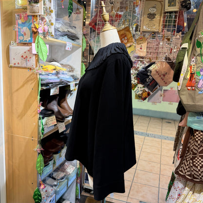 Mizuiro Ind Frill Black Blouse, made in Japan