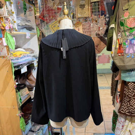 Mizuiro Ind Frill Black Blouse, made in Japan