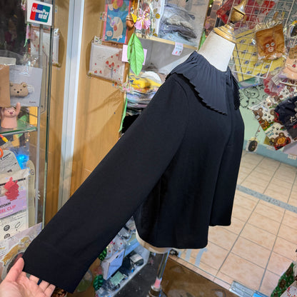 Mizuiro Ind Frill Black Blouse, made in Japan