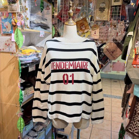 Vent blanc Vendemiaire 01 Striped Sweatshirt, made in Japan
