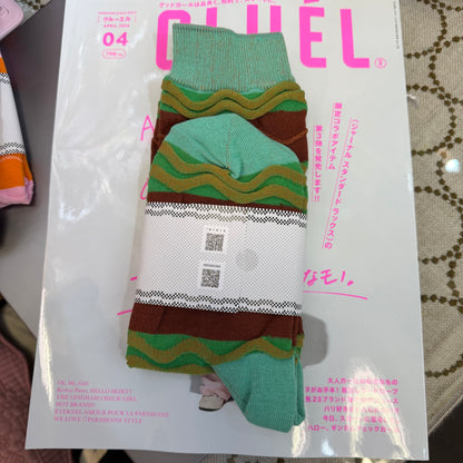 MEGMIURA WARDROBE X Tokone Wavy stripe socks, 5 Colors, made in Japan