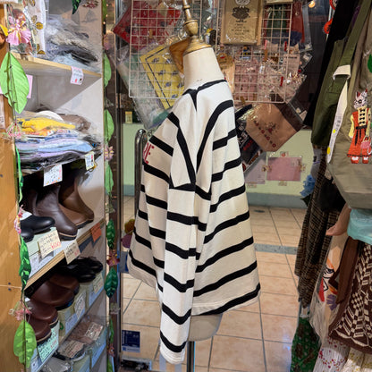 Vent blanc Vendemiaire 01 Striped Sweatshirt, made in Japan