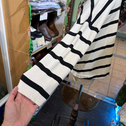 Vent blanc Vendemiaire 01 Striped Sweatshirt, made in Japan