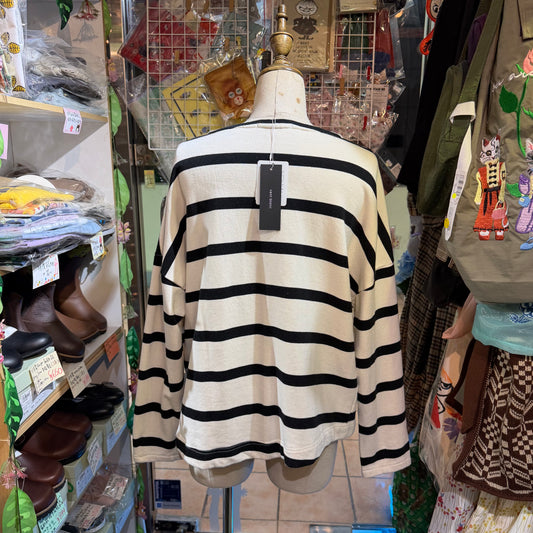 Vent blanc Vendemiaire 01 Striped Sweatshirt, made in Japan