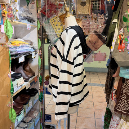 Vent blanc Vendemiaire 01 Striped Sweatshirt, made in Japan