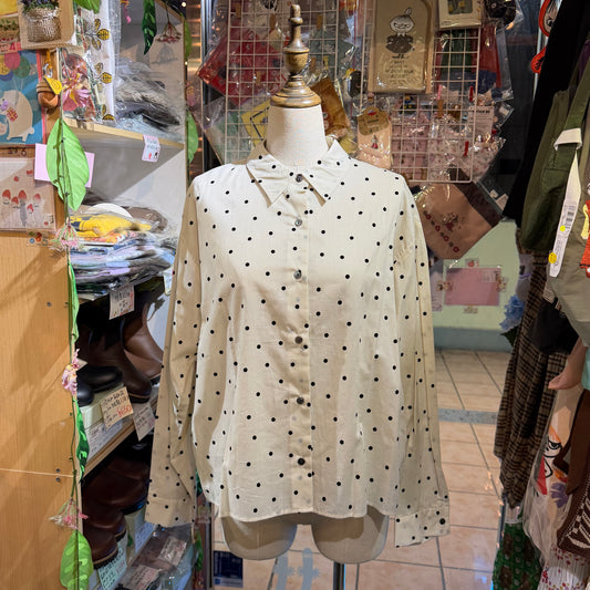 Mizuiro Ind Ivory Polka Shirt, made in Japan