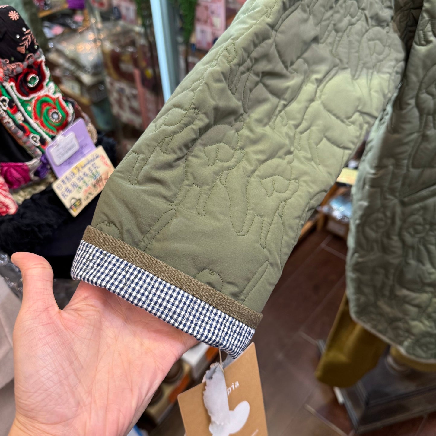Sale- Haupia Dogs Embroidery Green Coat, made in Japan