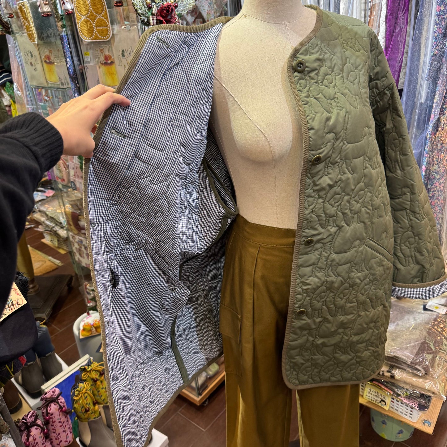 Sale- Haupia Dogs Embroidery Green Coat, made in Japan