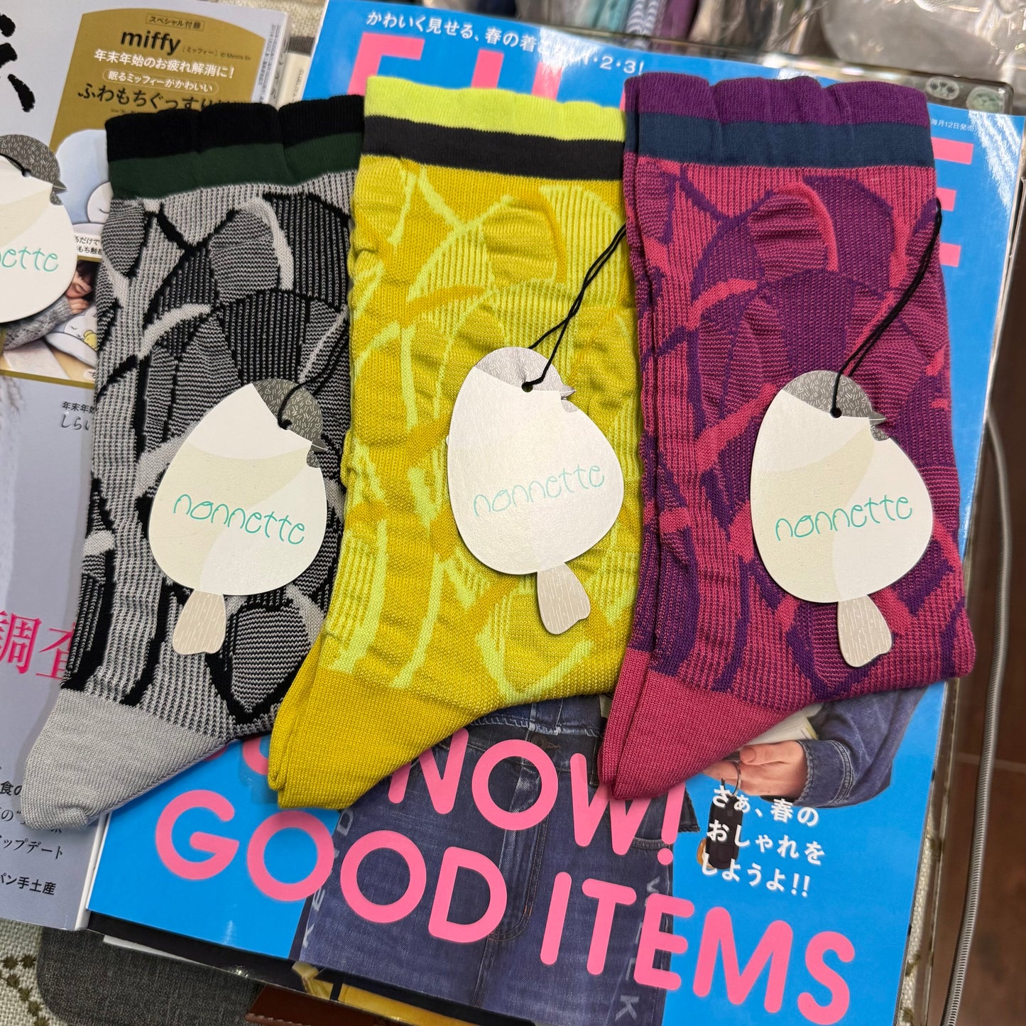 Nonnette Prints Socks, 3 Colors, made in Japan