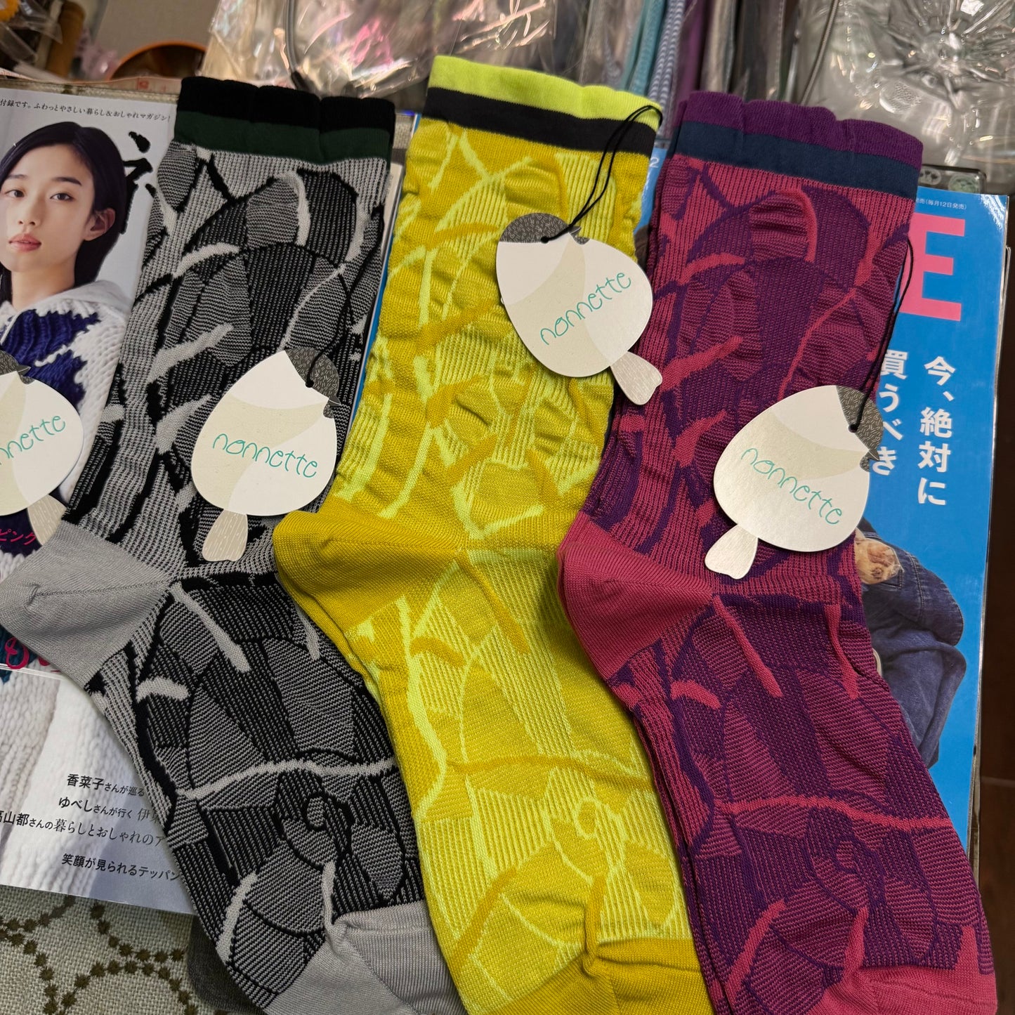 Nonnette Prints Socks, 3 Colors, made in Japan