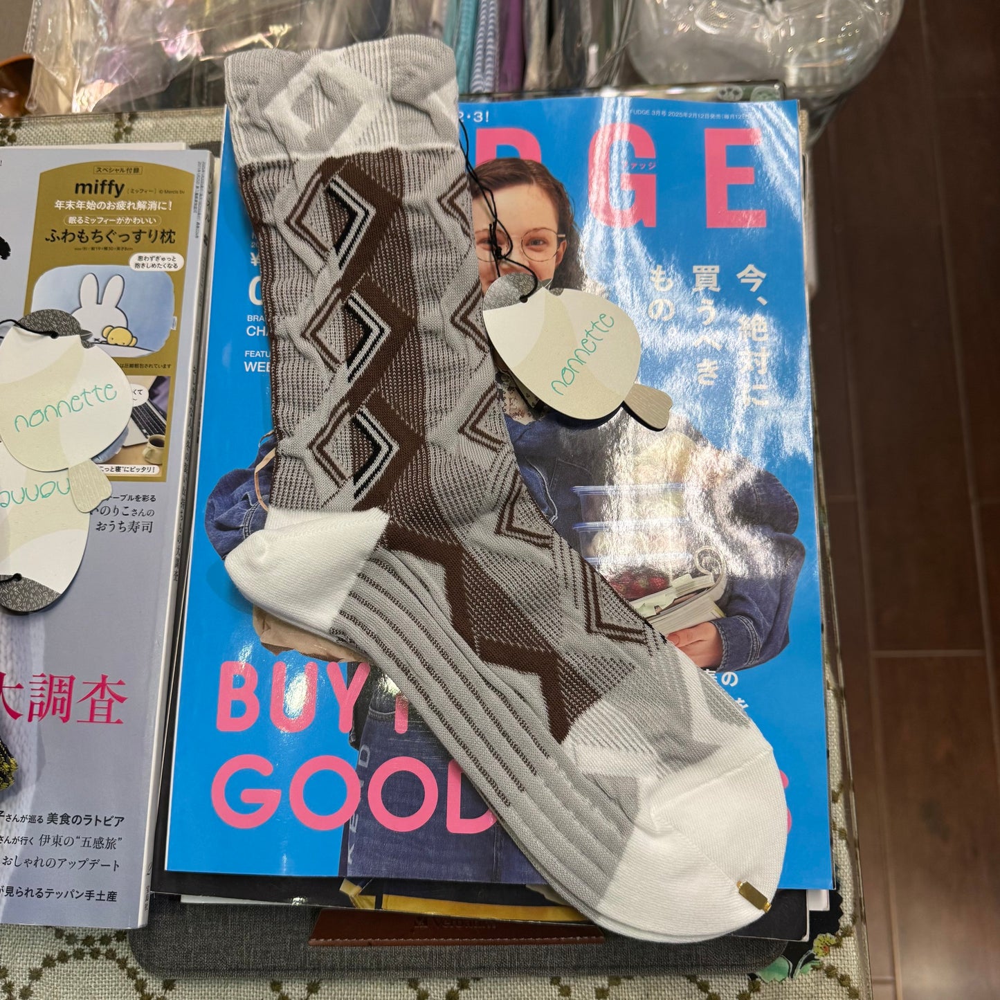 Nonnette Polygrams Socks, 3 Colors, made in Japan