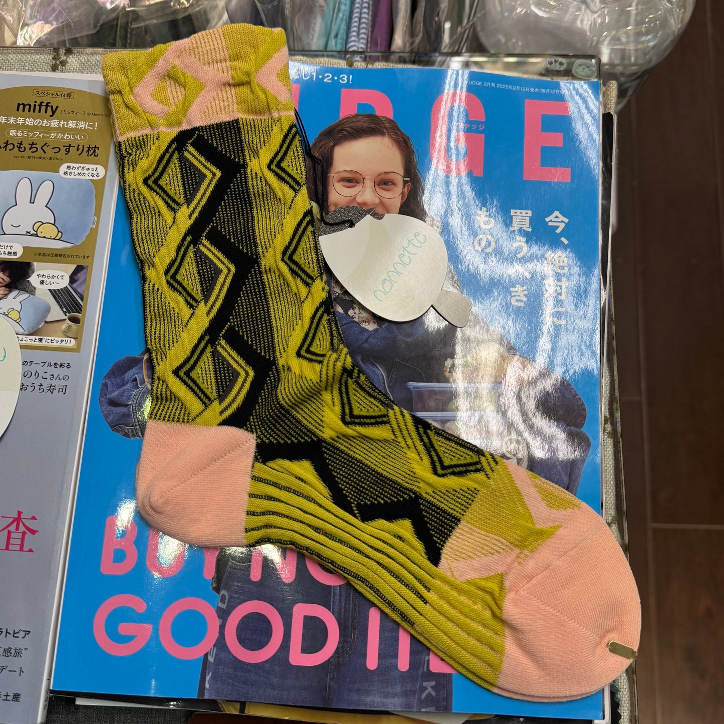 Nonnette Polygrams Socks, 3 Colors, made in Japan