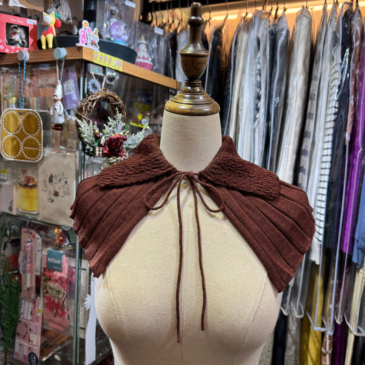 Sale- French Bull Brown Wool Knit Collar, made in Japan