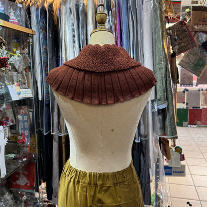 Sale- French Bull Brown Wool Knit Collar, made in Japan