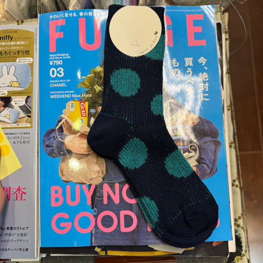 $99 only- Meri ja kuu Polka Navy Socks, made in Japan