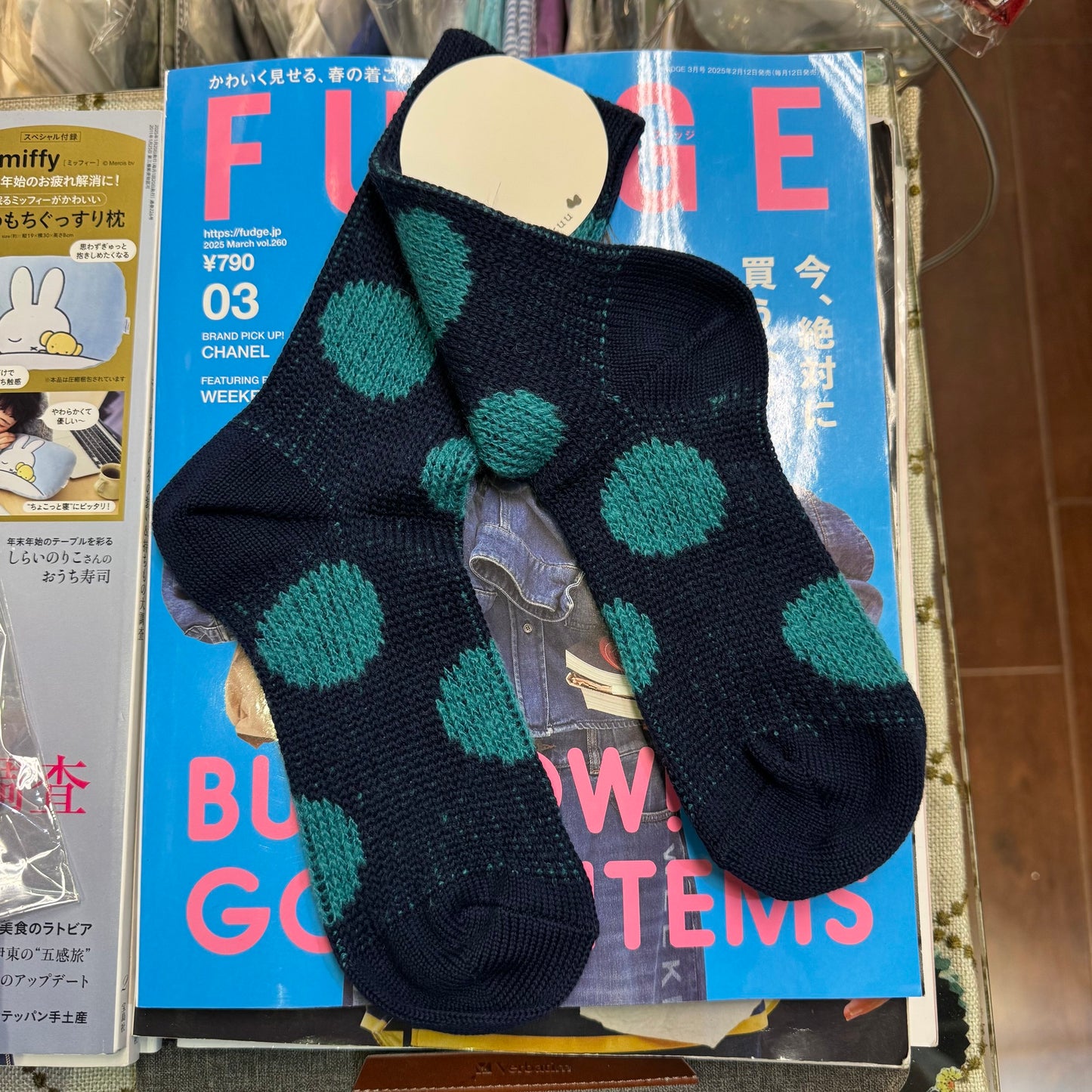 $99 only- Meri ja kuu Polka Navy Socks, made in Japan
