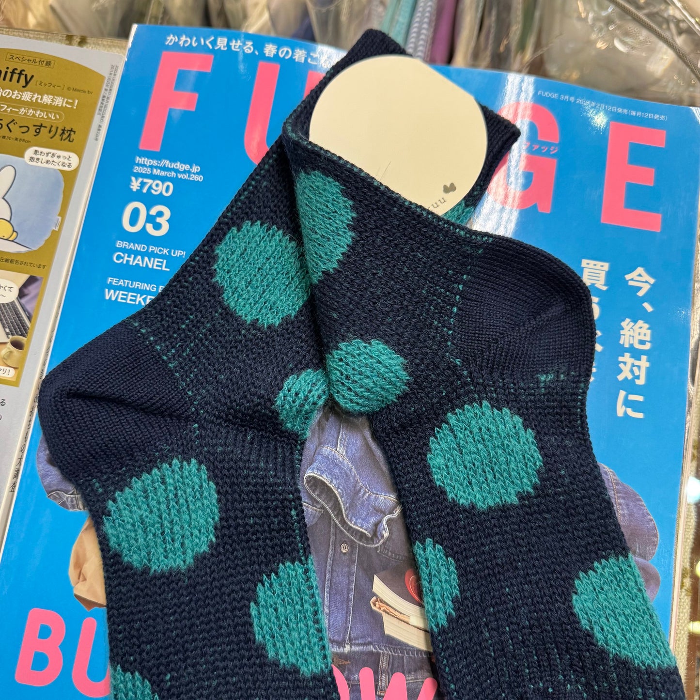 $99 only- Meri ja kuu Polka Navy Socks, made in Japan