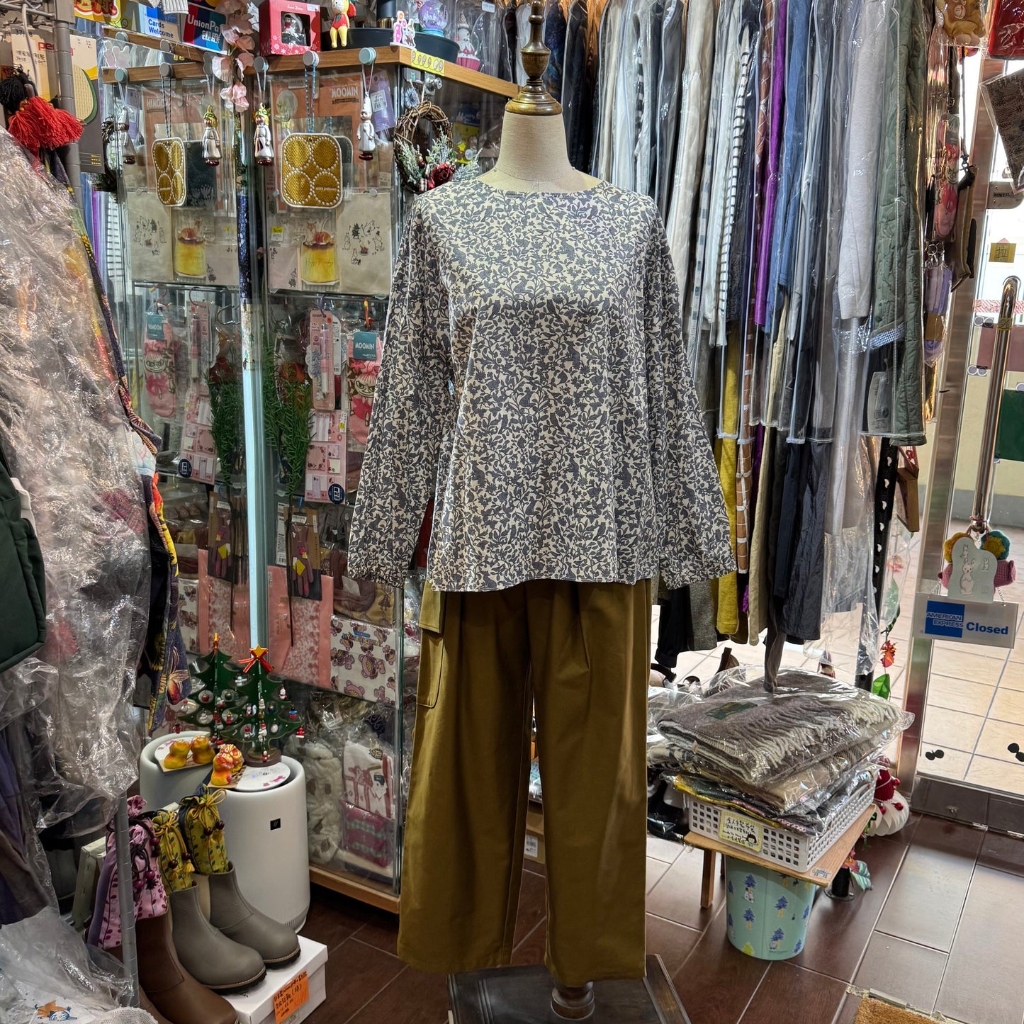 Sale- Denicher Floral and Animals Print Top, made in Japan