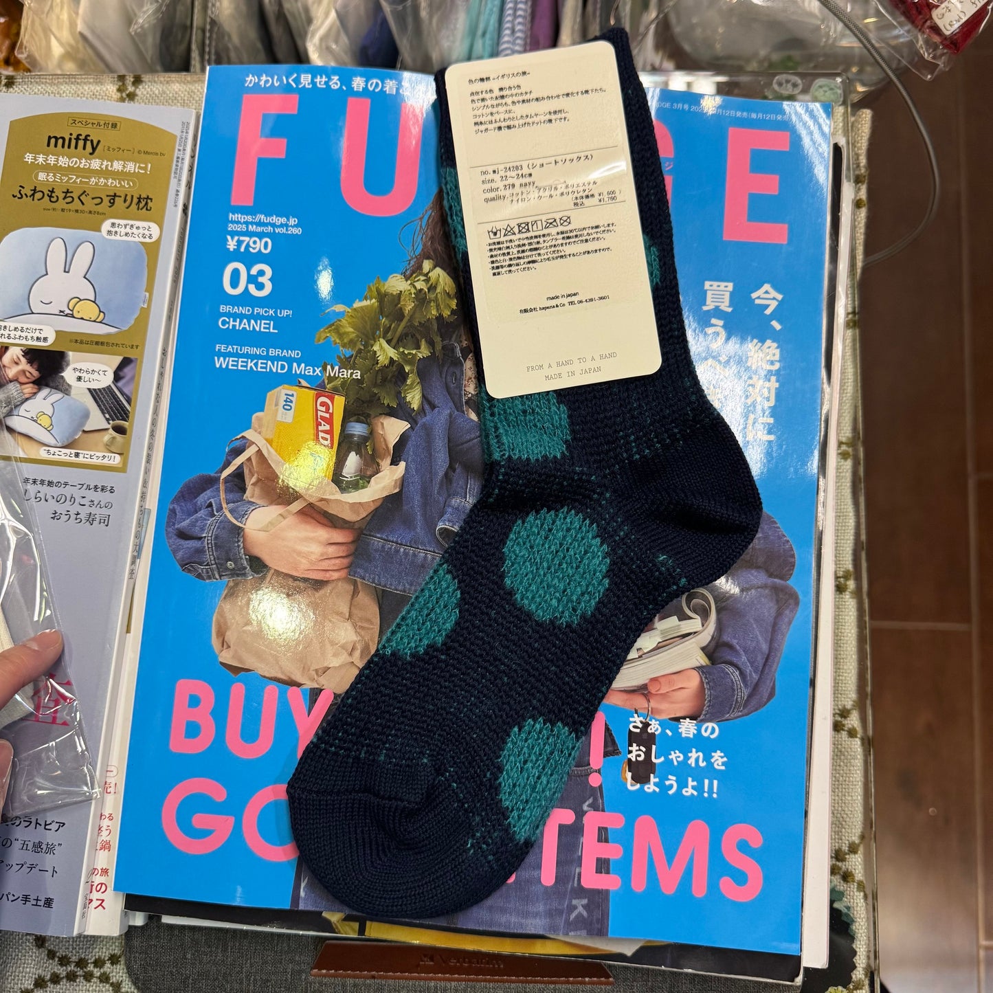 $99 only- Meri ja kuu Polka Navy Socks, made in Japan