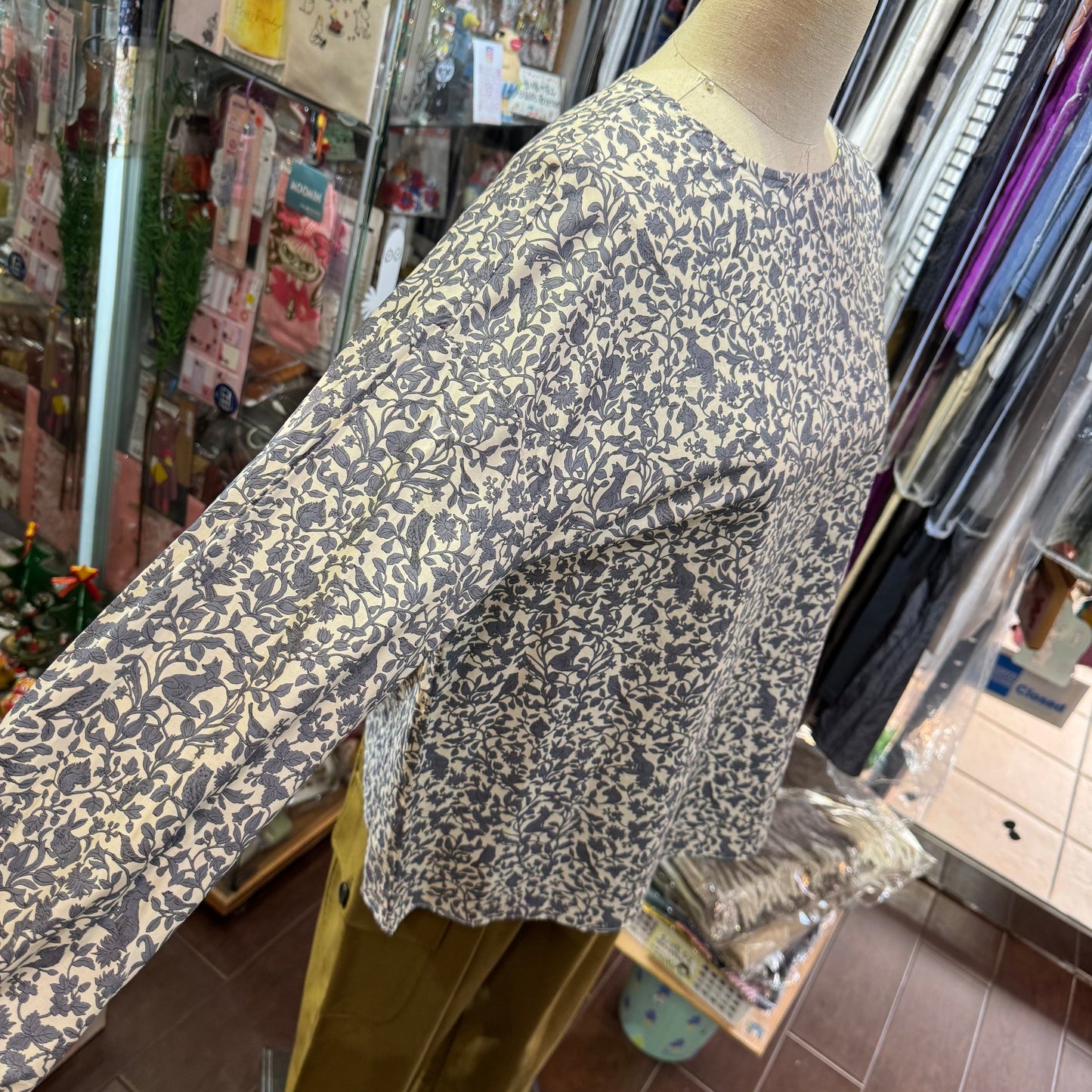 Sale- Denicher Floral and Animals Print Top, made in Japan