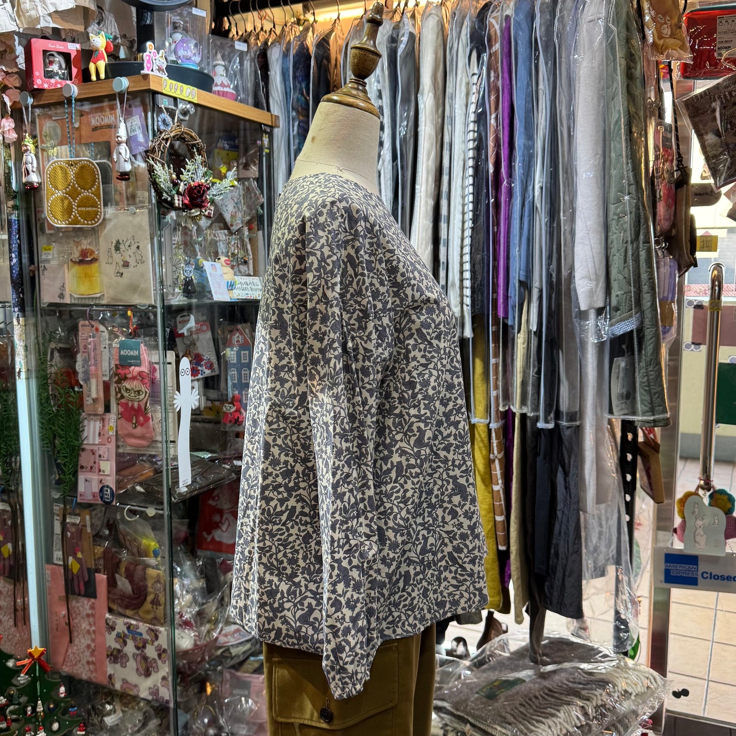 Sale- Denicher Floral and Animals Print Top, made in Japan