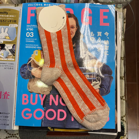 Sale- Meri ja kuu Orange Striped Socks, made in Japan