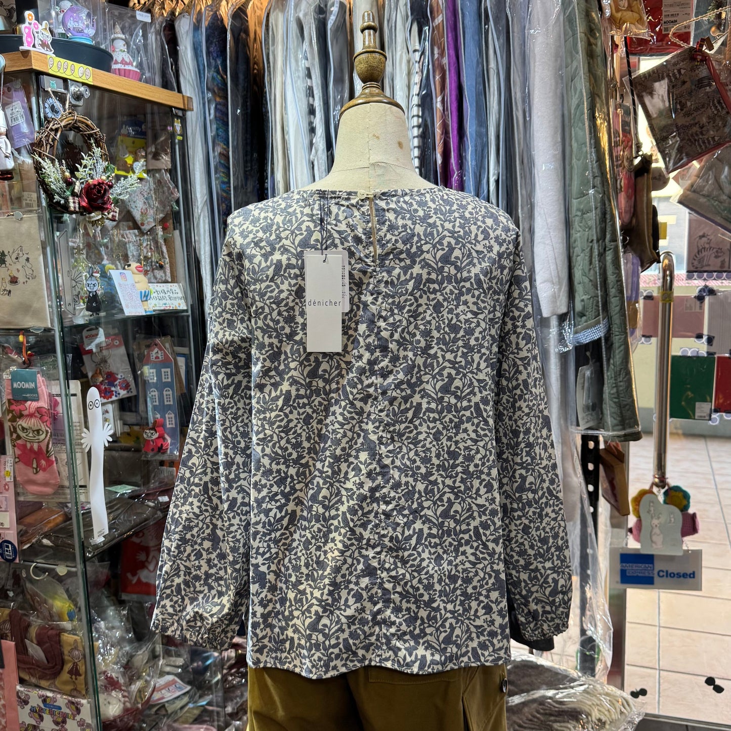 Sale- Denicher Floral and Animals Print Top, made in Japan