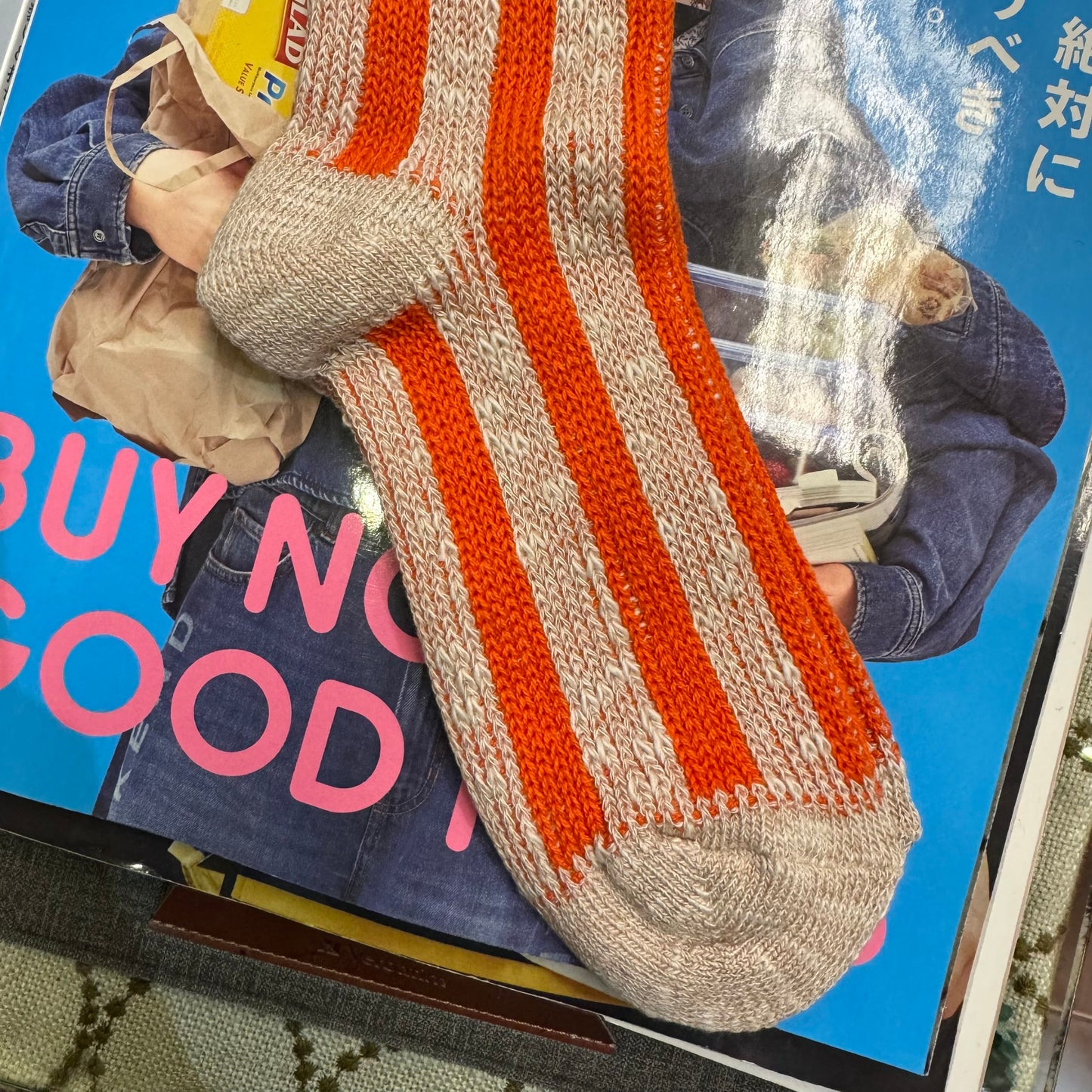 Sale- Meri ja kuu Orange Striped Socks, made in Japan
