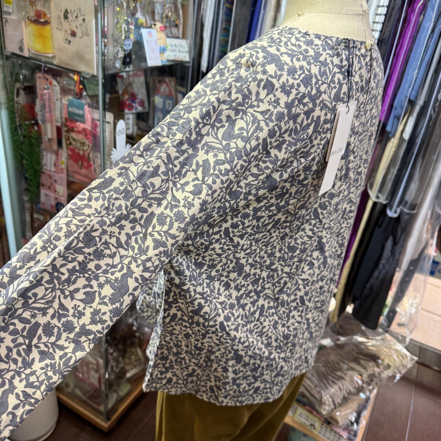 Sale- Denicher Floral and Animals Print Top, made in Japan