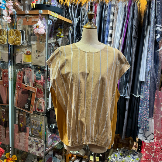 EXTRA20- Tang Beige Striped Top, made in Japan