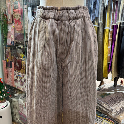 Sale- Laiterie Light Brown Checked Quilting Pants