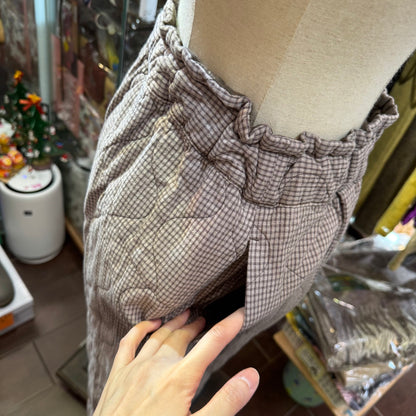 Sale- Laiterie Light Brown Checked Quilting Pants
