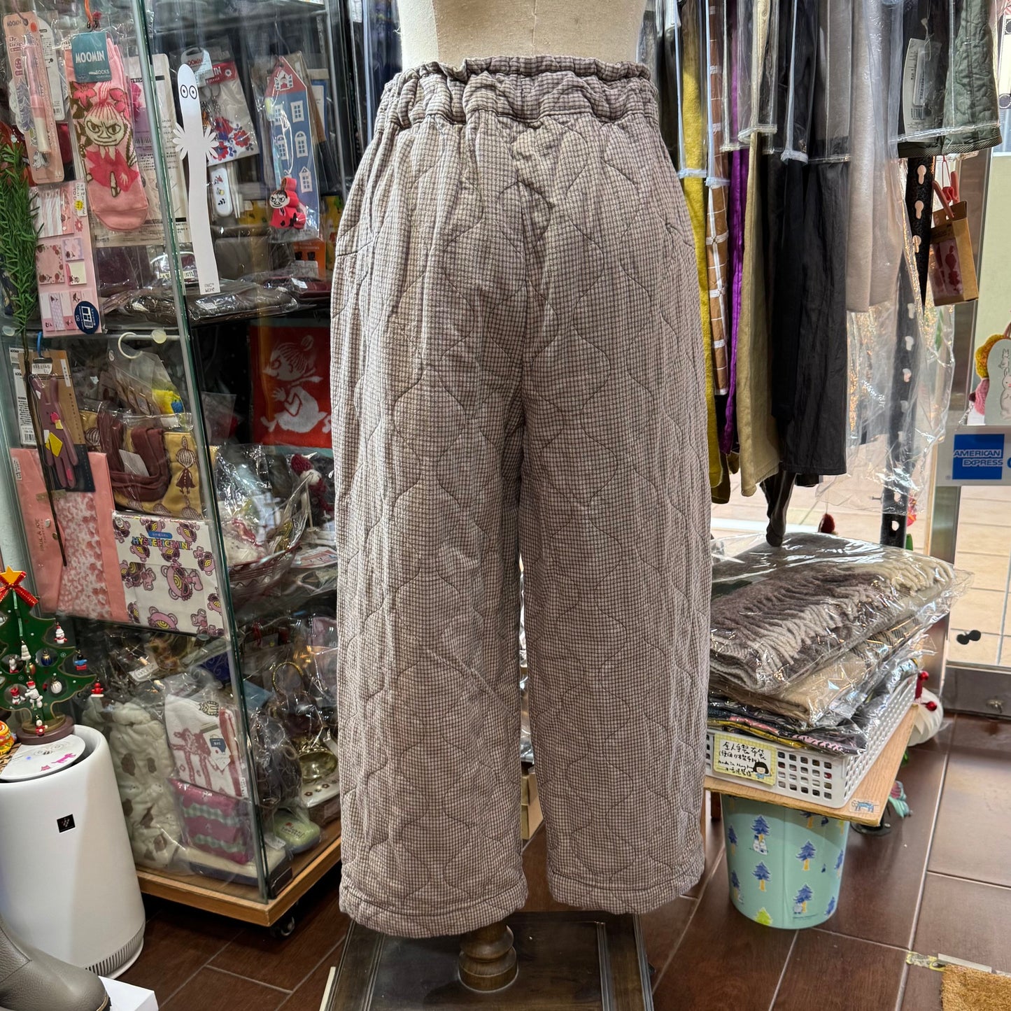 Sale- Laiterie Light Brown Checked Quilting Pants