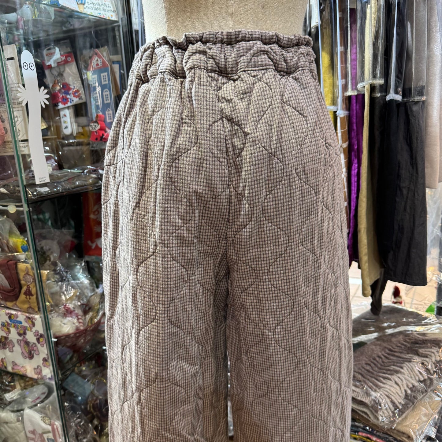 Sale- Laiterie Light Brown Checked Quilting Pants