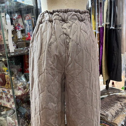 Sale- Laiterie Light Brown Checked Quilting Pants