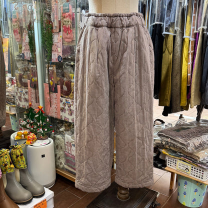 Sale- Laiterie Light Brown Checked Quilting Pants