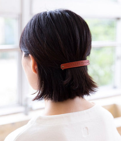 Kanmi Leather Hair Clips, 3 Colors, made in Japan