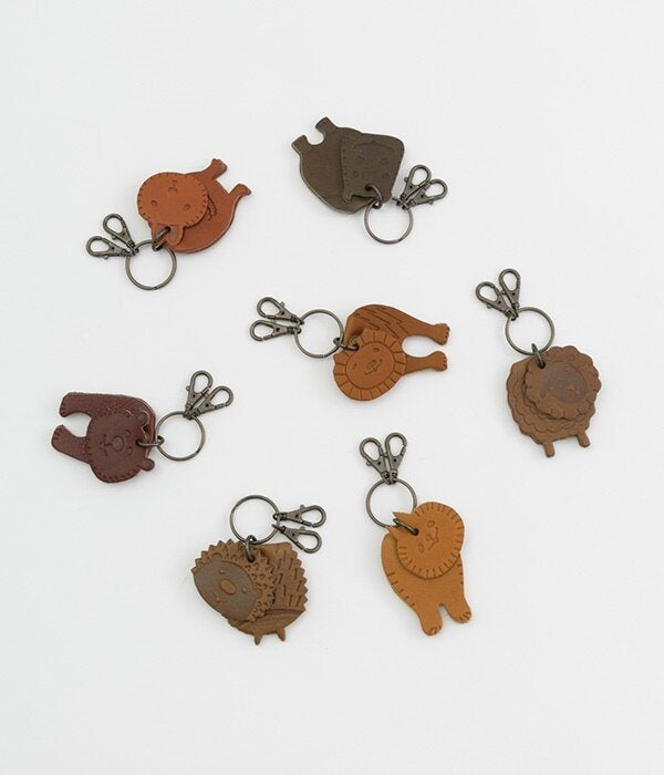 Sale- Kanmi Leather Key Rings, 5 Animals, made in Japan
